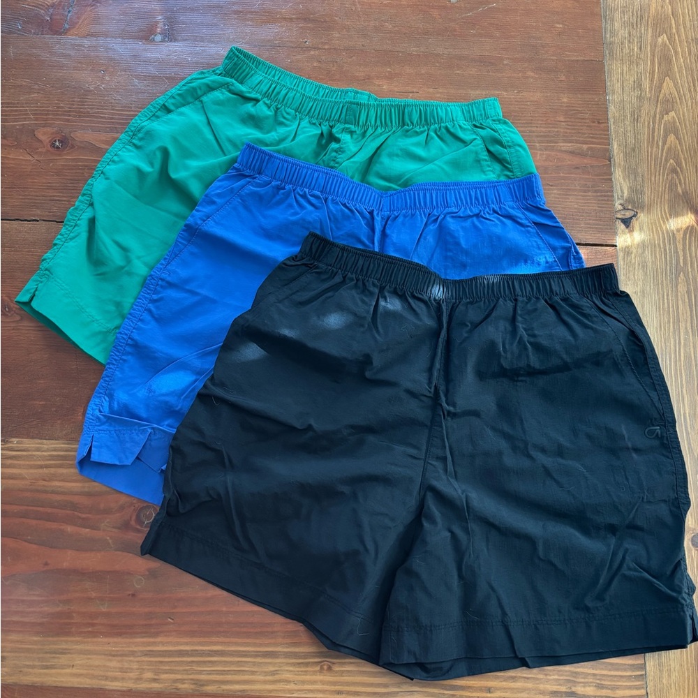 Set of Three Men's Shorts in Black, Blue, and Green